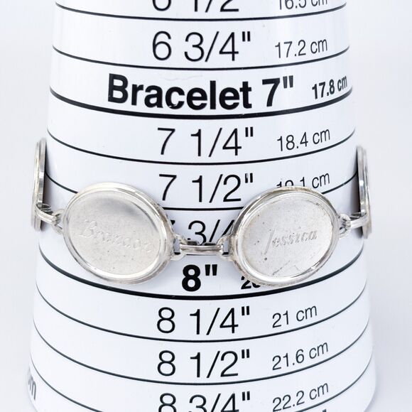 Vintage Sterling Silver 925 Oval Link Engraved Bracelet 7.75" - Picture 4 of 6